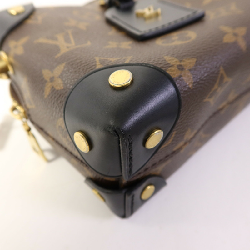 LOUIS VUITTON Monogram Petite Malle Souple金扣手挽肩背兩用袋棕色-13