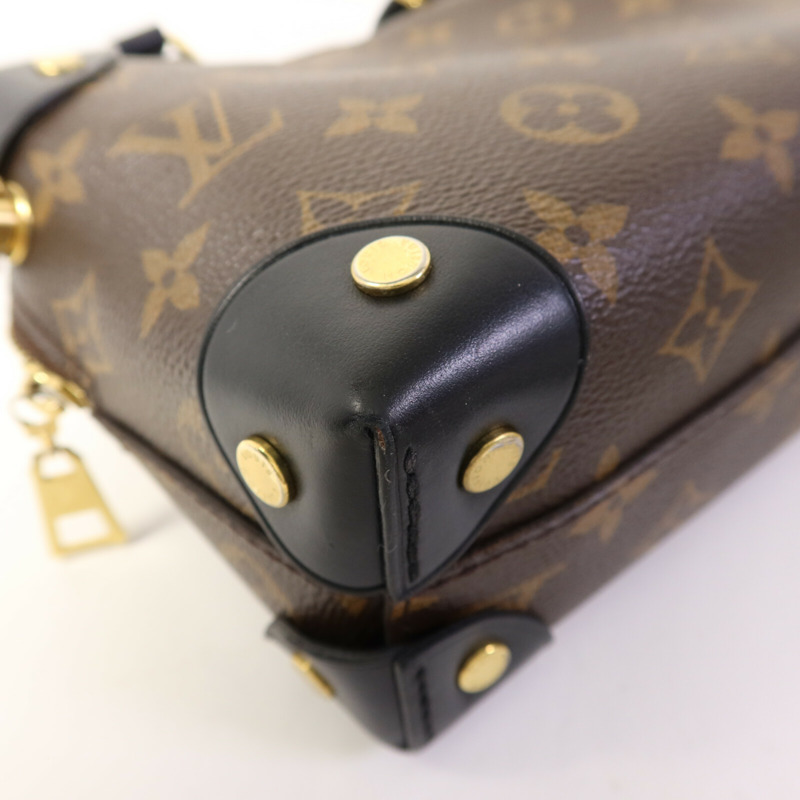LOUIS VUITTON Monogram Petite Malle Souple金扣手挽肩背兩用袋棕色-15