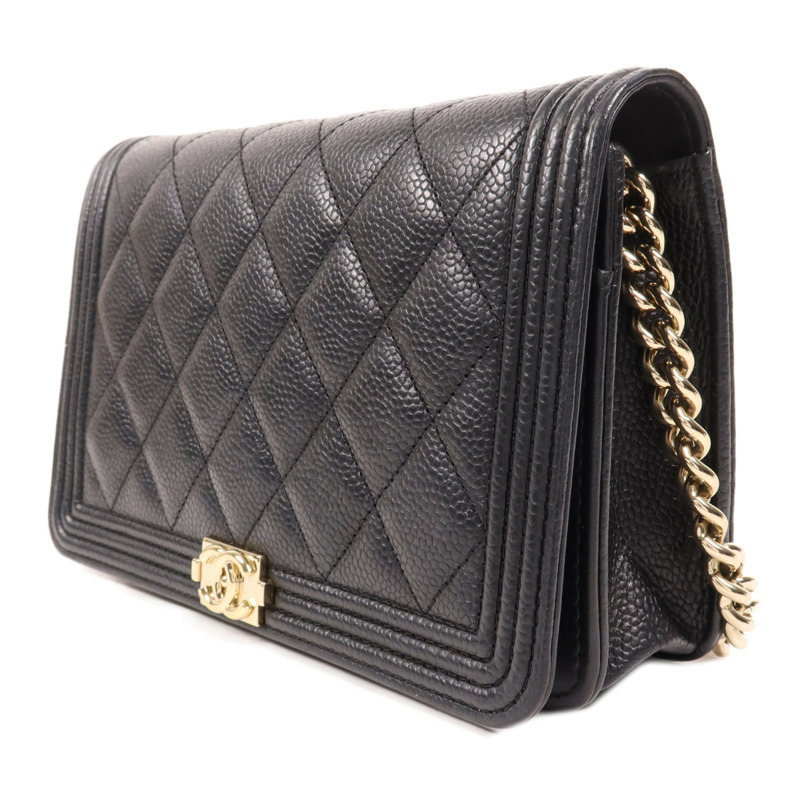 CHANEL 牛皮皮革Boy WOC Wallet On Chain金扣鏈帶肩背袋-2