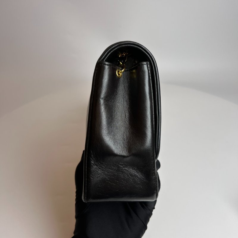 CHANEL 5開 黑金羊皮黛妃包 VINTAGE-3