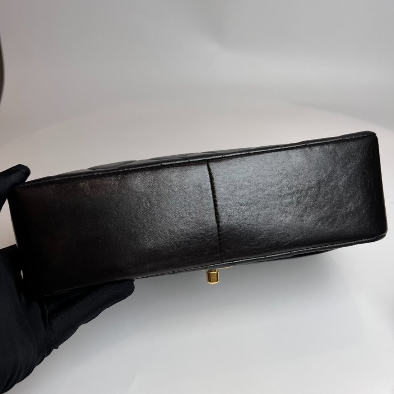 CHANEL 5開 黑金羊皮黛妃包 VINTAGE-4