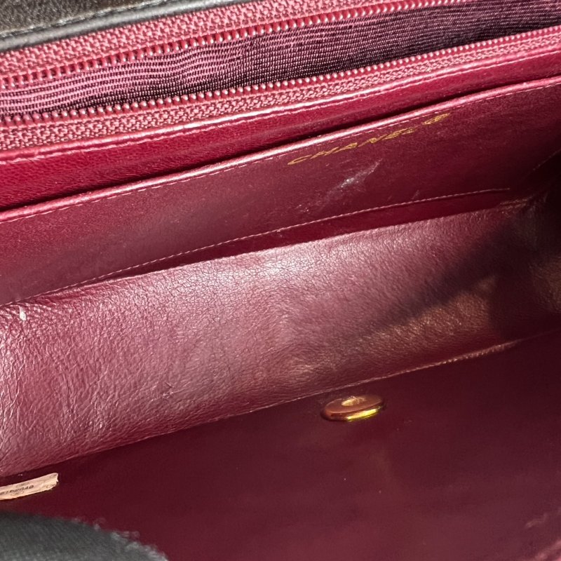 CHANEL 5開 黑金羊皮黛妃包 VINTAGE-6