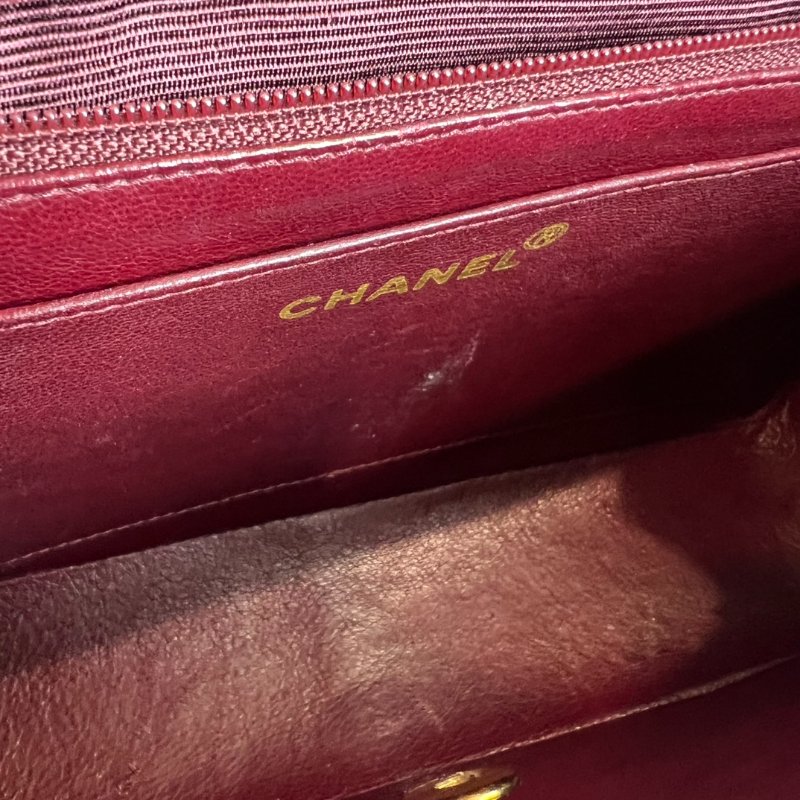 CHANEL 5開 黑金羊皮黛妃包 VINTAGE-7