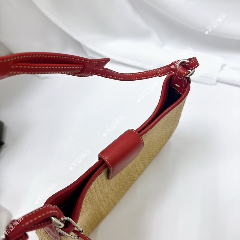 莉亞精品♡ Coach 紅皮革草編包 手提 二手美包-6