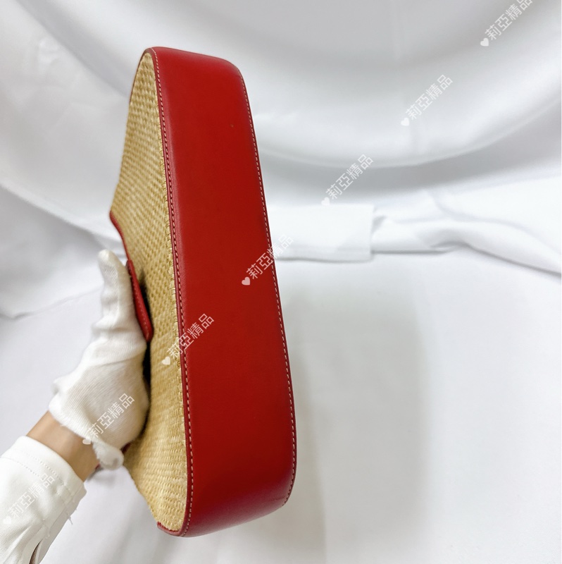 莉亞精品♡ Coach 紅皮革草編包 手提 二手美包-7