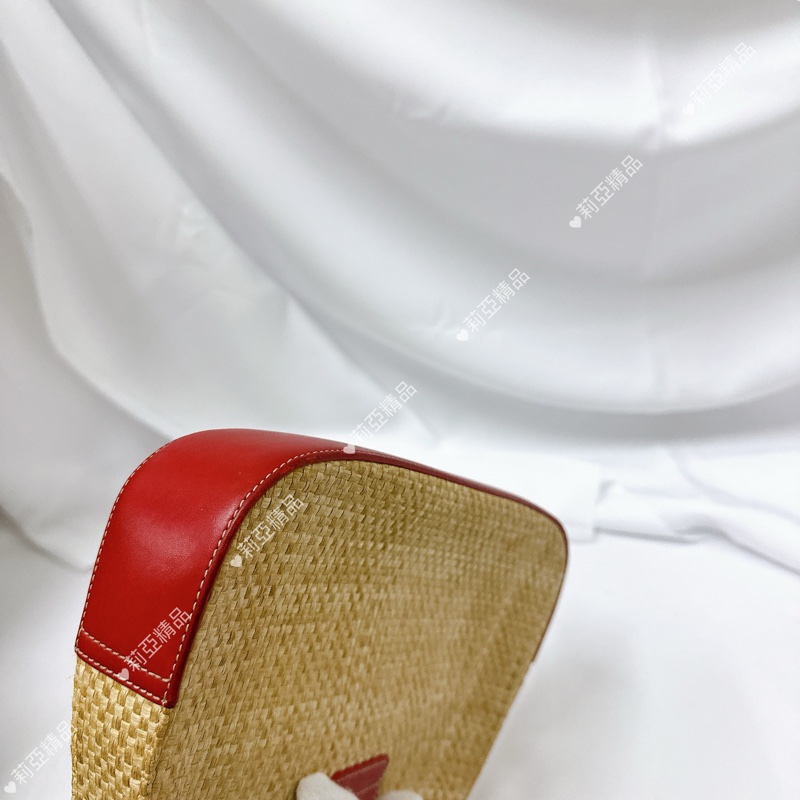 莉亞精品♡ Coach 紅皮革草編包 手提 二手美包-10