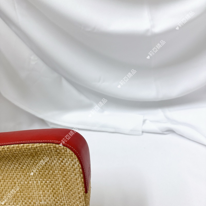 莉亞精品♡ Coach 紅皮革草編包 手提 二手美包-11