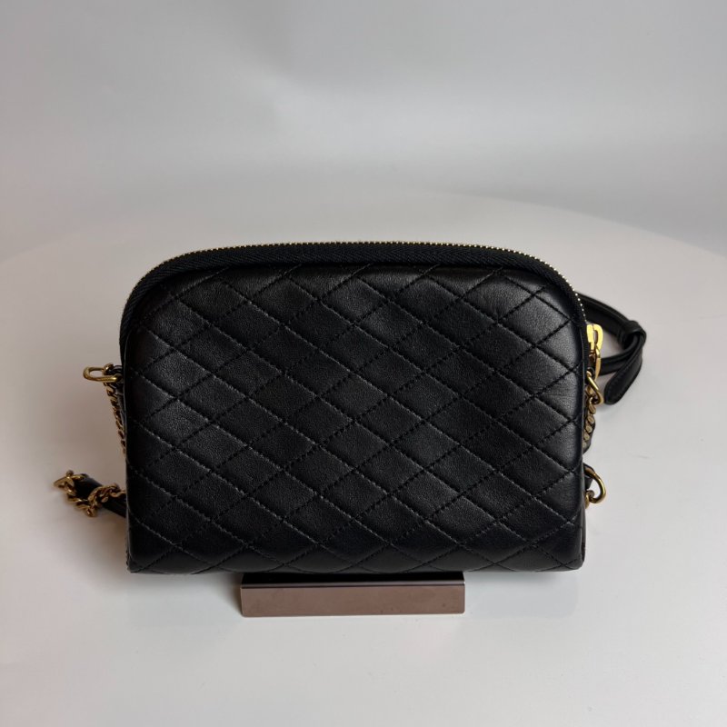 全新品 YSL 733667  黑菱格圓餅包-1