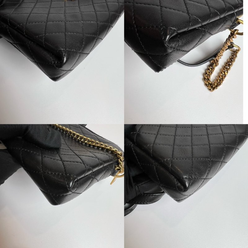 全新品 YSL 733667  黑菱格圓餅包-8