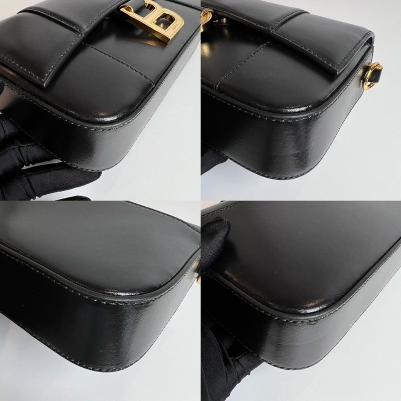 全新品 BALENCIAGA  B字素面掀蓋側背包-12