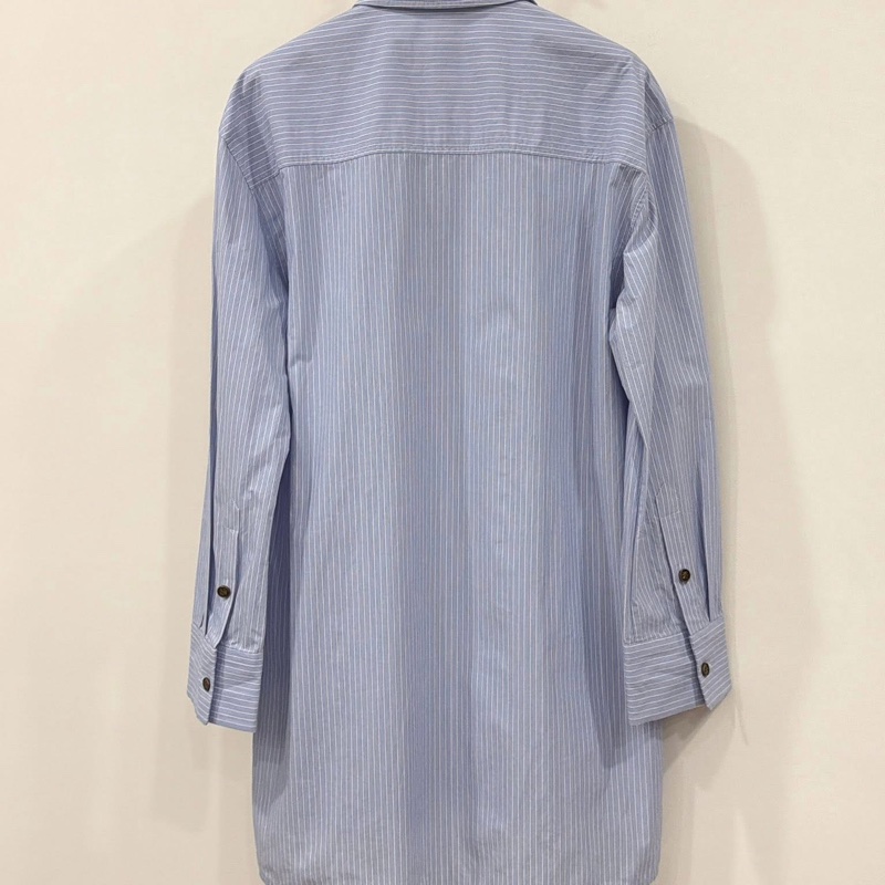 美國COACH 藍色條紋長版襯衫-2