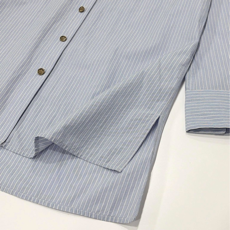 美國COACH 藍色條紋長版襯衫-6