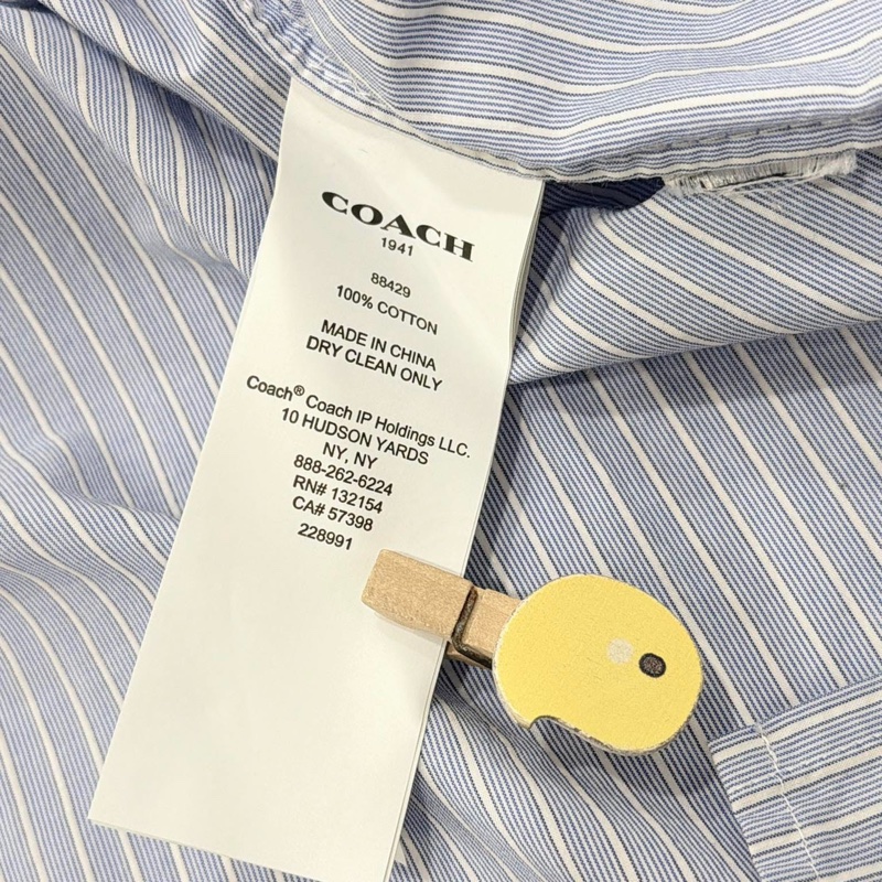 美國COACH 藍色條紋長版襯衫-9