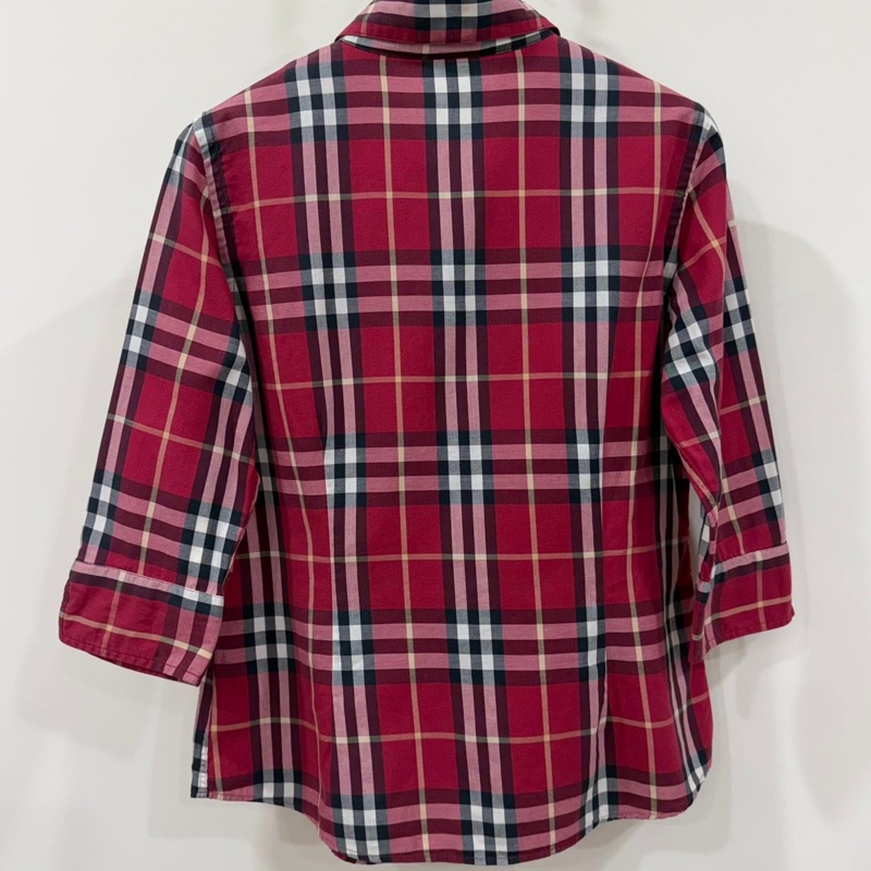 Burberry 倫敦 紅格紋七分袖襯衫-1