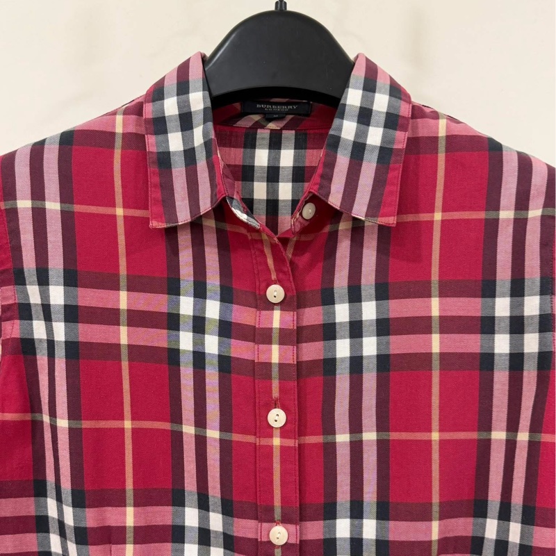 Burberry 倫敦 紅格紋七分袖襯衫-2