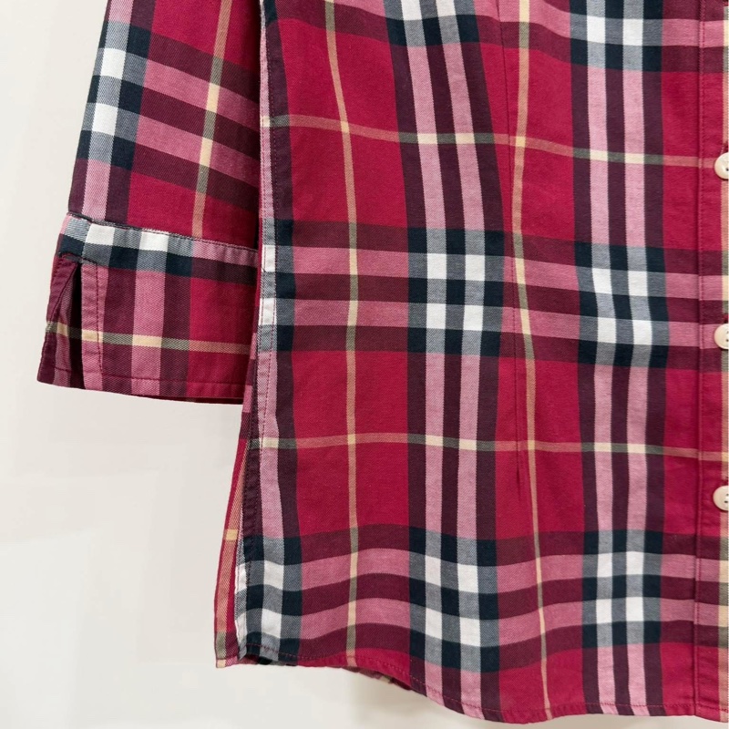 Burberry 倫敦 紅格紋七分袖襯衫-3