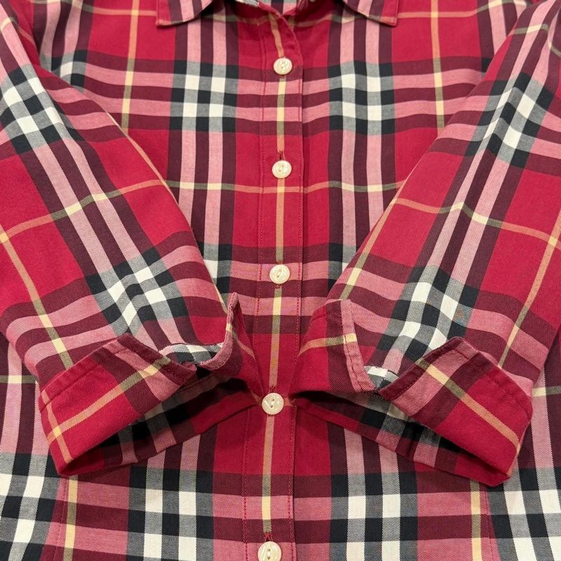 Burberry 倫敦 紅格紋七分袖襯衫-4