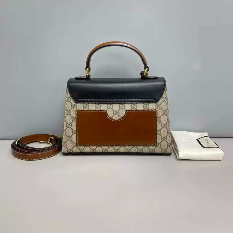 Gucci 古馳 Padlock 黑皮翻蓋 手提 肩背包-1