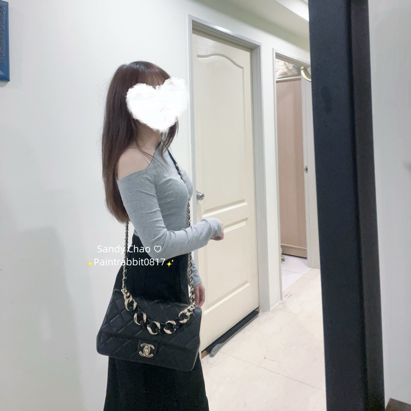 ෆ Chanel 22C 粗鍊Cf鏈條包🖤🈶購證-4