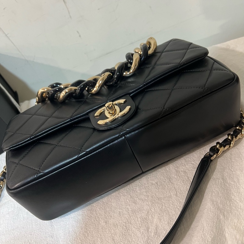 ෆ Chanel 22C 粗鍊Cf鏈條包🖤🈶購證-11