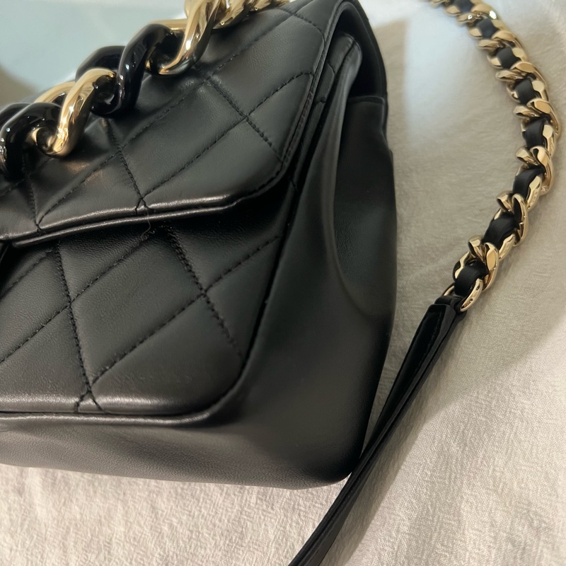 ෆ Chanel 22C 粗鍊Cf鏈條包🖤🈶購證-12