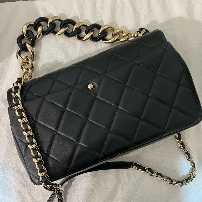 ෆ Chanel 22C 粗鍊Cf鏈條包🖤🈶購證-13