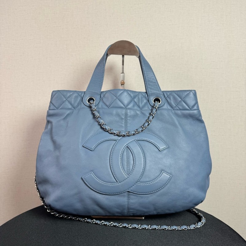 Chanel淺藍色大logo托特 肩背包手提包-0