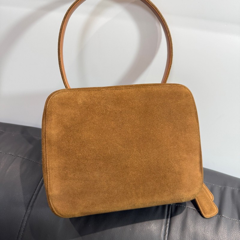 Chanel中古泰迪棕色麂皮盒子包手提包 vintage泰迪mini plume-2