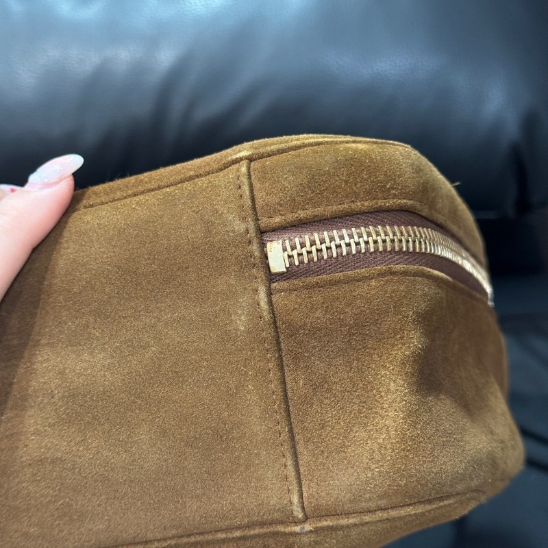 Chanel中古泰迪棕色麂皮盒子包手提包 vintage泰迪mini plume-10