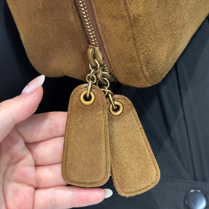 Chanel中古泰迪棕色麂皮盒子包手提包 vintage泰迪mini plume-12