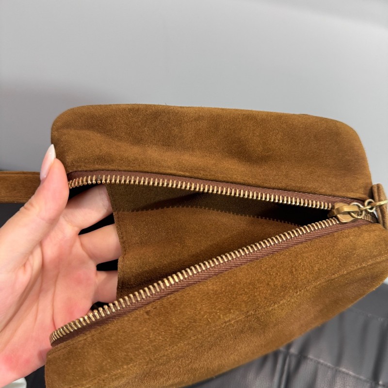 Chanel中古泰迪棕色麂皮盒子包手提包 vintage泰迪mini plume-13