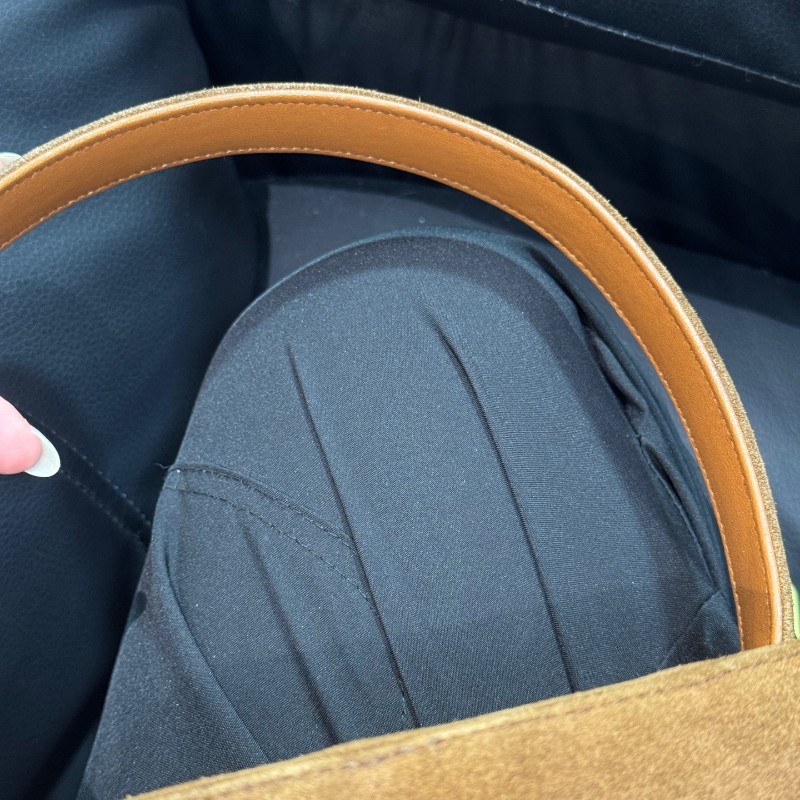 Chanel中古泰迪棕色麂皮盒子包手提包 vintage泰迪mini plume-16