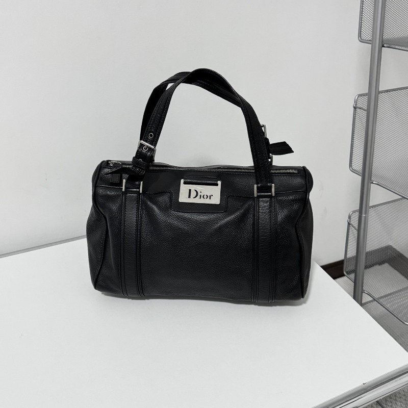 Dior 黑色punk全皮波士頓手提包-0