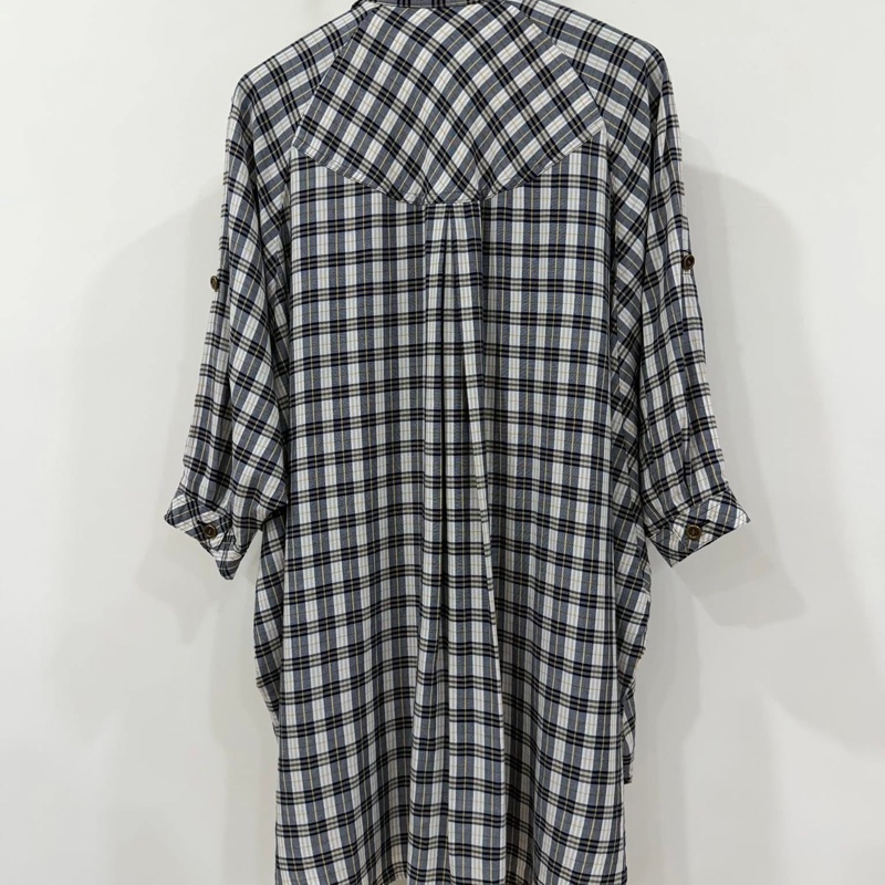 Burberry 藍標 二穿寬版格紋戰馬長版襯衫-1