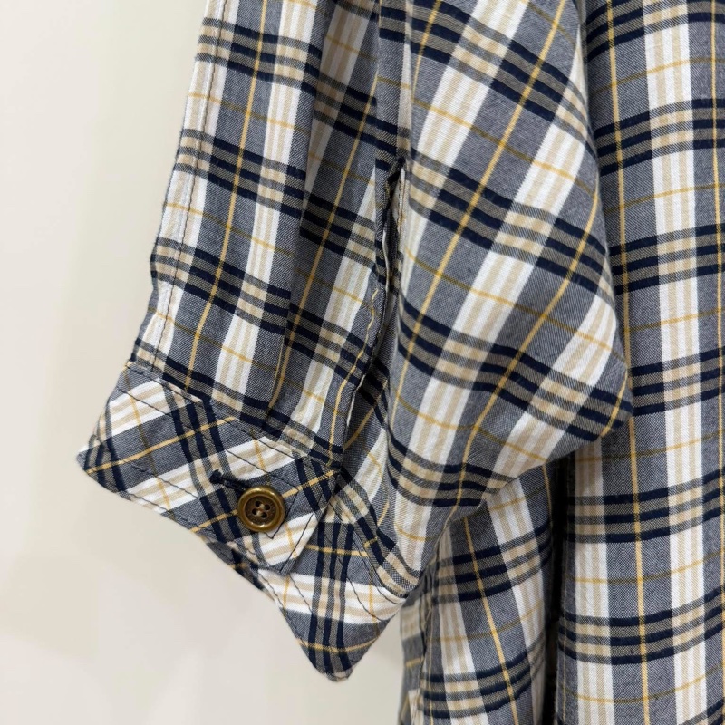 Burberry 藍標 二穿寬版格紋戰馬長版襯衫-5