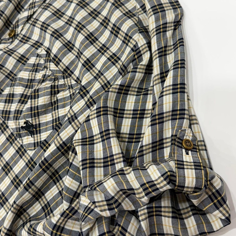 Burberry 藍標 二穿寬版格紋戰馬長版襯衫-6