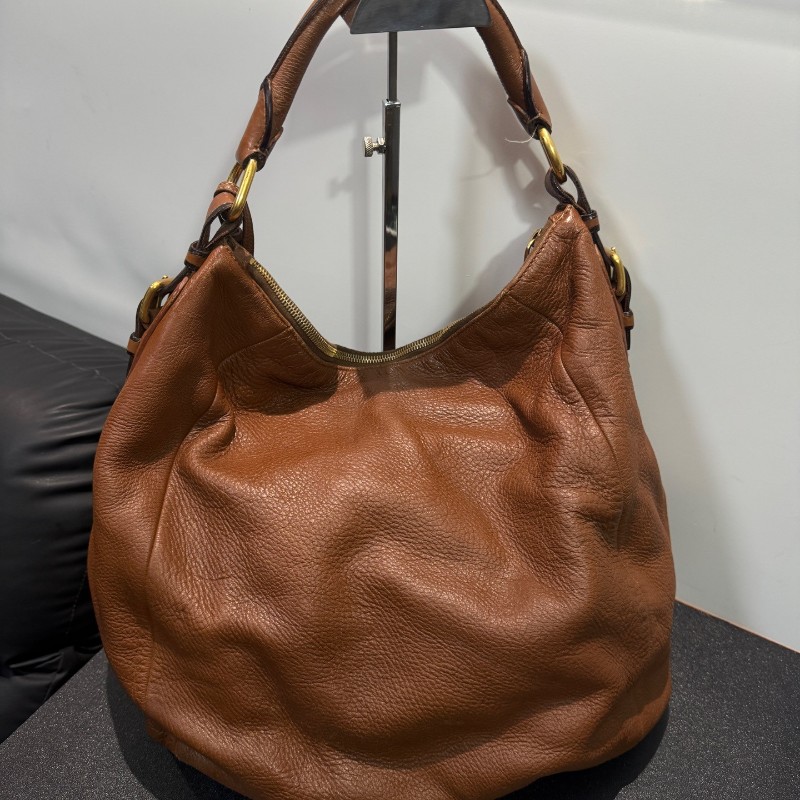 Prada 棕色全皮hobo肩背包-1