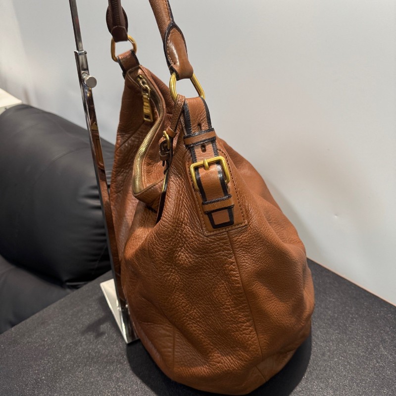 Prada 棕色全皮hobo肩背包-3
