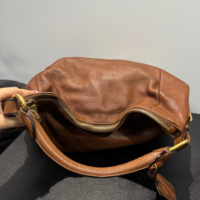 Prada 棕色全皮hobo肩背包-4