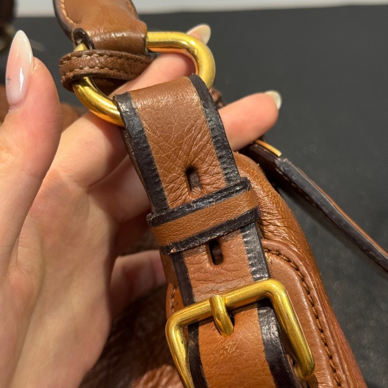 Prada 棕色全皮hobo肩背包-14