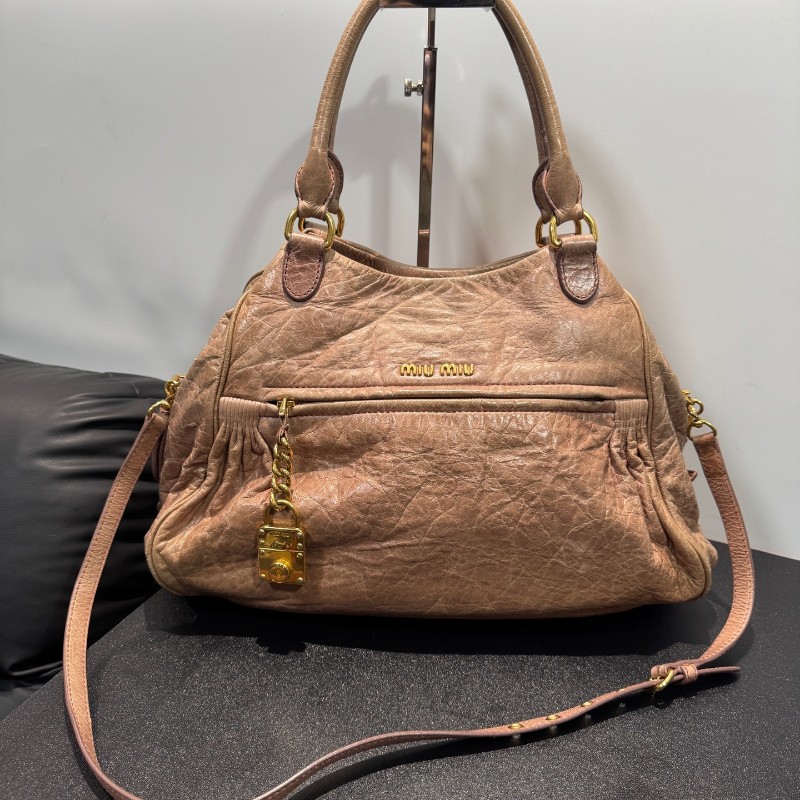 MiuMiu 裸粉色元寶包 手提包肩背包-0