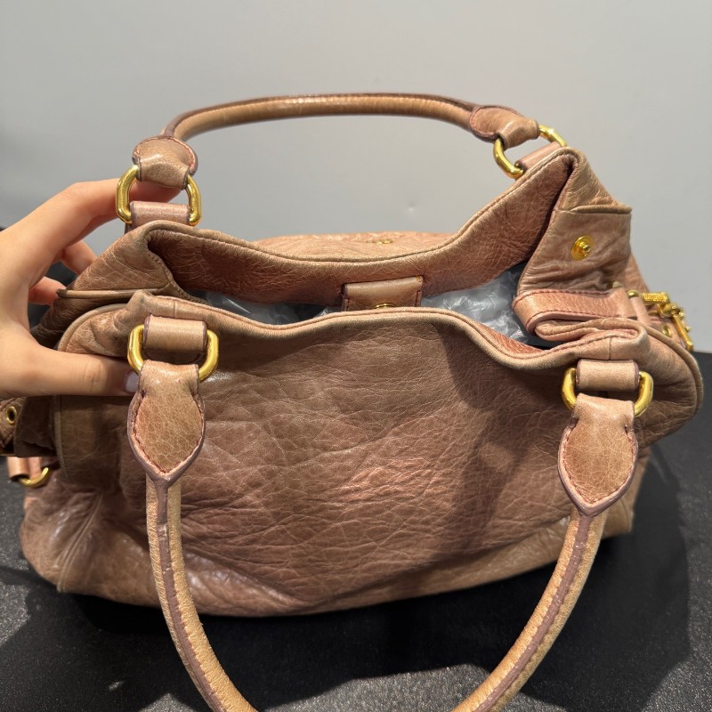 MiuMiu 裸粉色元寶包 手提包肩背包-4