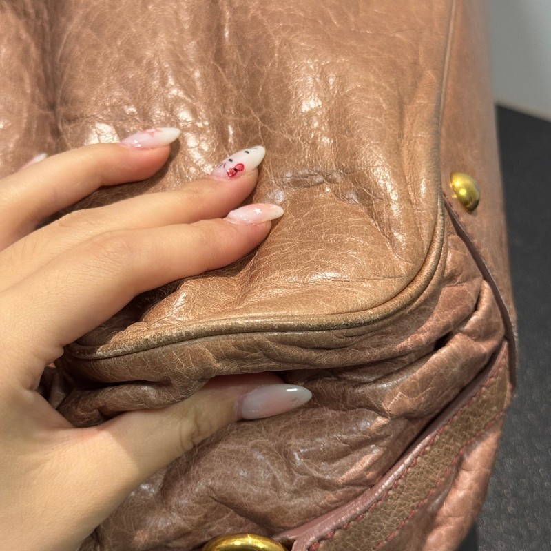 MiuMiu 裸粉色元寶包 手提包肩背包-7