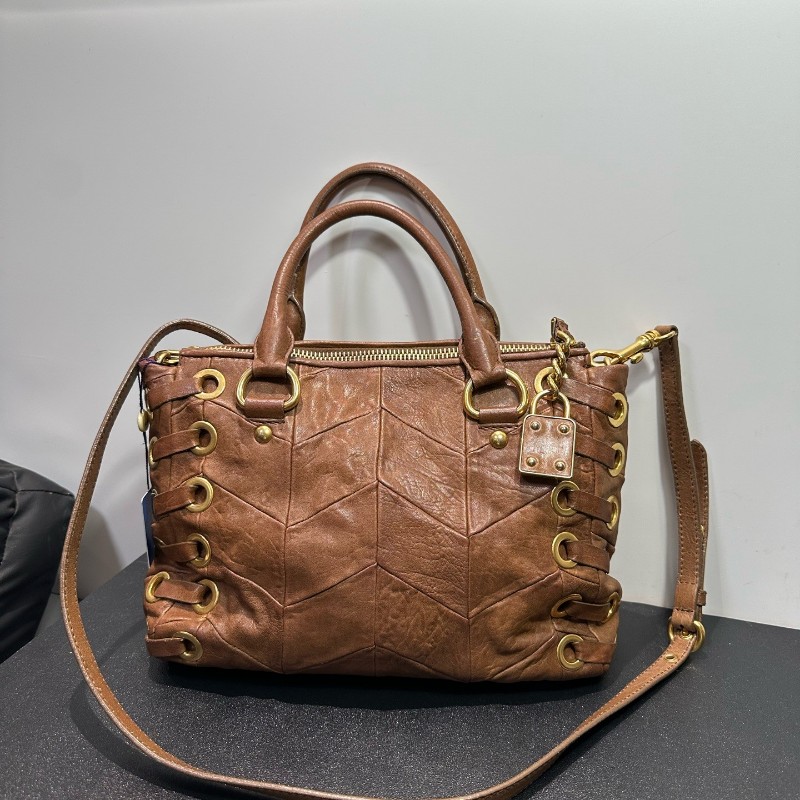 Miumiu 美拉德棕綁帶金環手提包肩背包-2