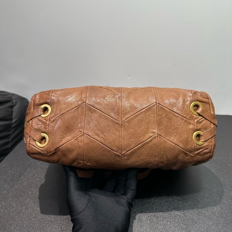 Miumiu 美拉德棕綁帶金環手提包肩背包-5