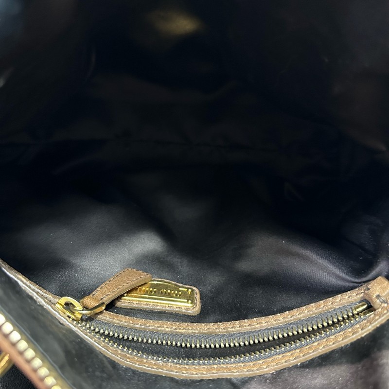 Miumiu 美拉德棕綁帶金環手提包肩背包-7