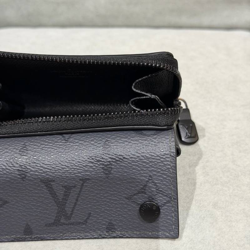 Louis Vuitton Monogram Eclipse Discovery 皮夾 零錢包 黑灰 M67630-5