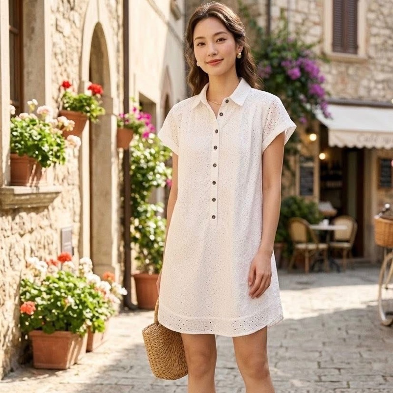 Burberry 倫敦 白色縷空棉質洋裝-9