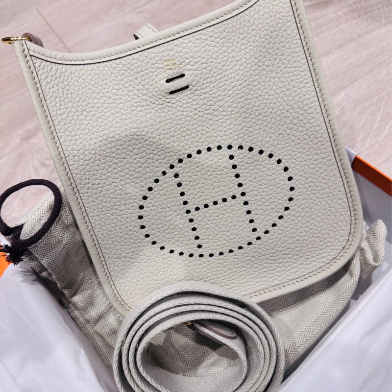 Hermes 愛馬仕 全新冰川白 Mini Evelyne-8