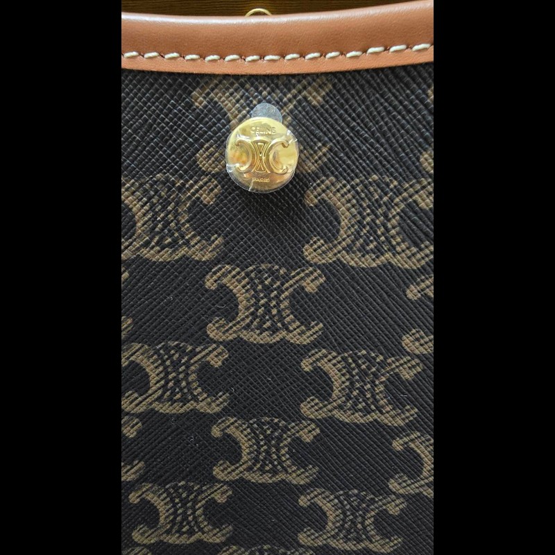 CELINE SOFT SHOPPER BAG IN TRIOMPHE CANVAS AND CALFSKIN 標誌印花及牛皮革柔軟購物袋 肩背包 斜背包 全新品-6